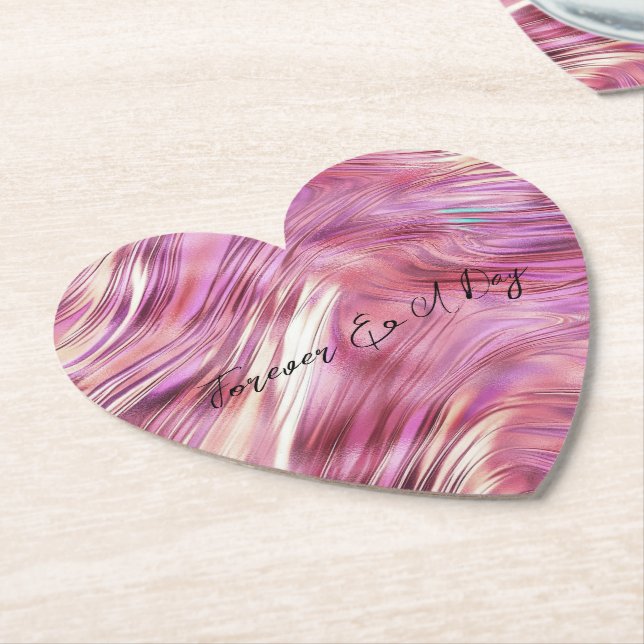 Girly Pink Pearl Rose Gold Glam Paper Coaster (Angled)