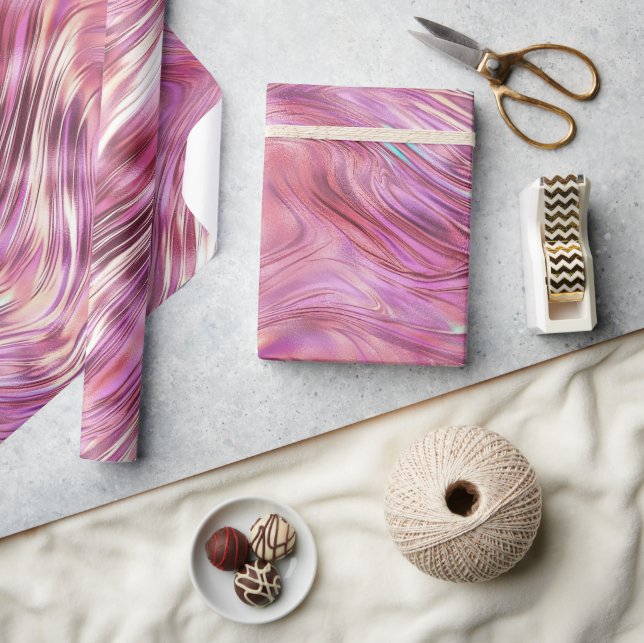 Girly Pink Pearl Rose Gold Glam Wrapping Paper (Crafts)