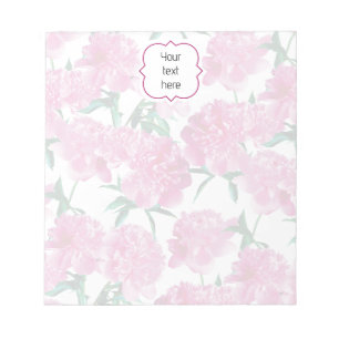 Girly Pink Peonies Photo Modern Romantic Pattern. Notepad