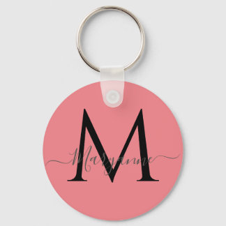 Girly Pink Personalized Monogram  Key Ring