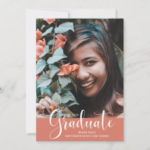 Girly Pink Photo Graduation Photo Party Announcement