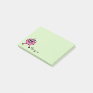 Girly Pink Pig Bonjour Post-it Notes