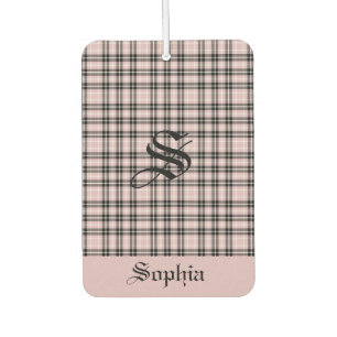 Girly Pink Plaid Car Air Freshener
