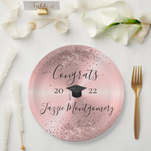 Girly Pink Polished Sheen Glittery   Paper Plate