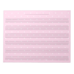 Girly Pink Polka Dot Wide Rule Kids Music Notepad