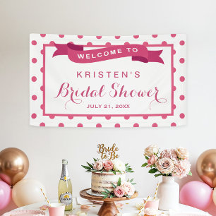 Girly Pink Polka Dots Ribbon Bridal Shower Banner
