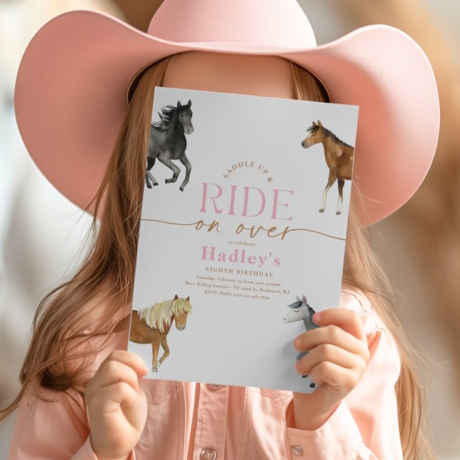 Girly Pink Pony Birthday Invitation (Creator Uploaded)