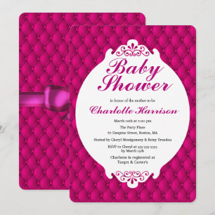 Girly Pink Princess & Pink Ribbon Baby Shower Invitation