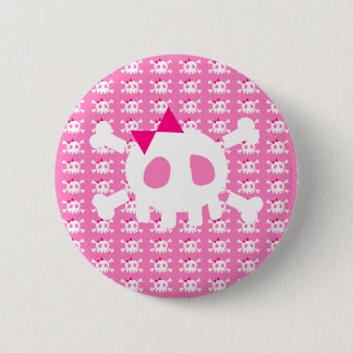 Girly Pink Punk Skull 6 Cm Round Badge