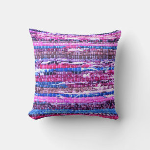 Girly Pink Purple Boho Yarn Photo Cushion