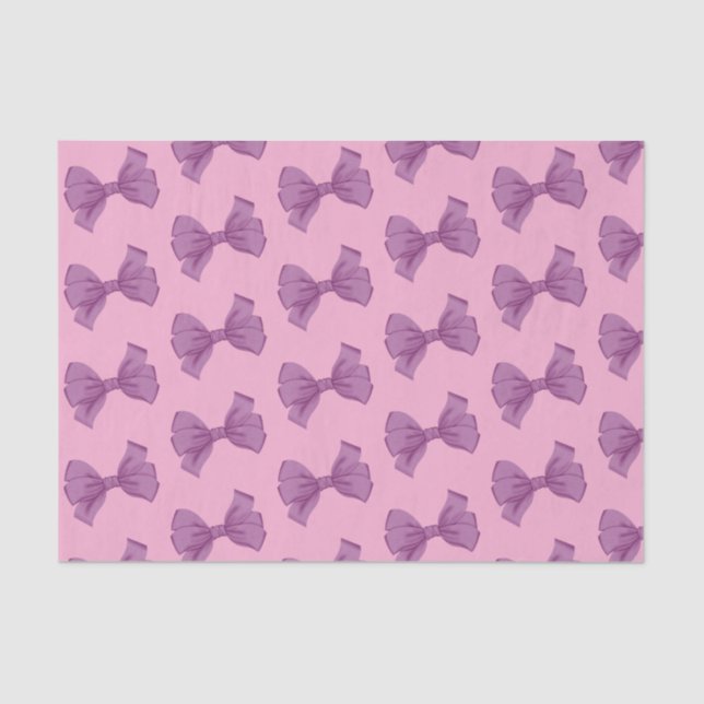 Girly Pink Purple Bow Baby Shower Birthday Tissue Paper (Front)