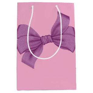 Girly Pink Purple Bow Baby Shower or Birthday Medium Gift Bag