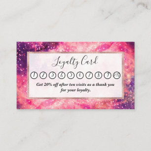 Girly Pink Purple Majestic Starry Nebula Art Loyalty Card