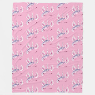 Girly Pink Purple Unicorn Birthday Fleece Blanket