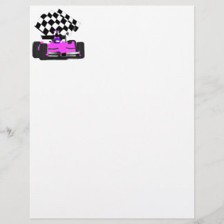Girly Pink Race Car with Chequered Flag
