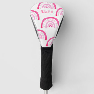 Girly Pink Rainbow Personalised Pattern Golf Head Cover