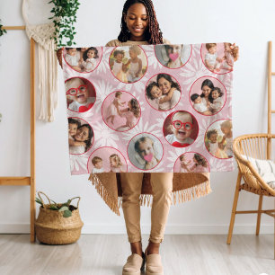 Girly Pink & Red 7 Round Photo Fleece Blanket