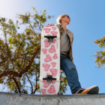 Girly Pink Red Modern Love Hearts Custom Name Skateboard<br><div class="desc">Girly Pink Red Modern Love Hearts Custom Name Skateboard features your personalised name in modern typography on a background of pink and red love hearts. Personalise by editing the text in the text box provided. Give a custom made gift, personalised skateboard to your favourite skateboarder for Christmas, birthday or your...</div>