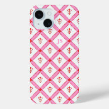 Girly Pink & Red Pattern With Initials