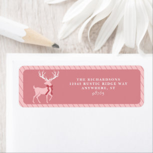 Girly Pink Reindeer Christmas Return Address