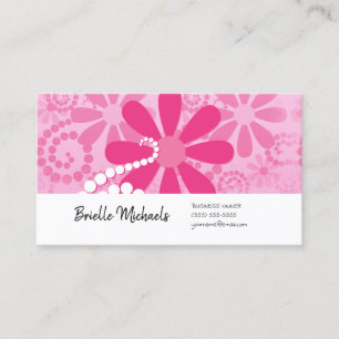 Girly Pink Retro Daisy Flower Cute Floral Pattern Business Card