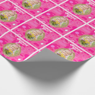 Girly Pink Retro Doll Let's Go Party Birthday Wrapping Paper