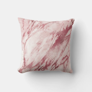 Girly Pink Rose Brush Powder Glam Marble White Cushion