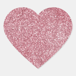 Girly Pink Rose Glitter Heart Sticker