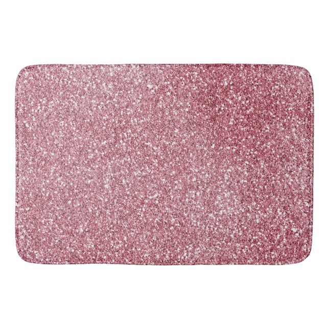 Girly Pink Rose Glitter Sparkle Bath Mat (Front)