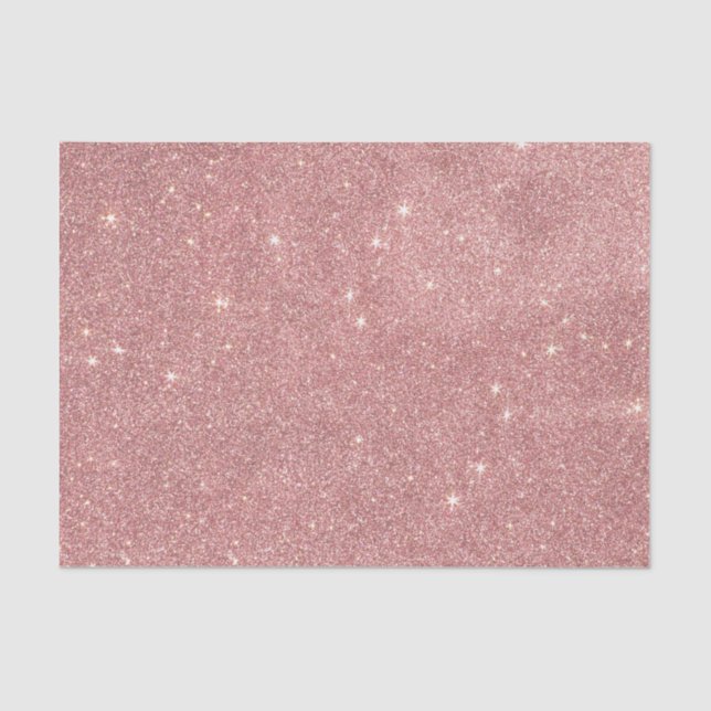 Girly Pink Rose Gold Chic Faux Glitter Pattern Tissue Paper (Front)