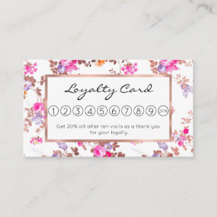 Girly pink rose gold country chic vintage floral loyalty card