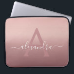 Girly Pink Rose Gold Mongram Ombre Gradient Laptop Sleeve<br><div class="desc">Girly Pink Rose Gold Mongram Ombre Gradient Elegant Monogram Laptop Computer Case. This monogrammed case can be customised to include your initial and first name.</div>