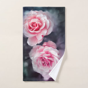 Girly Pink Roses Floral Photo Hand Towel
