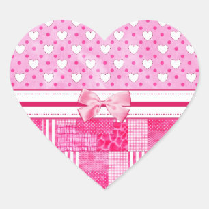 Girly Pink Scrapbook Country Style Heart Sticker