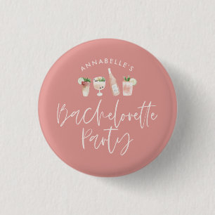 Girly pink script bachelorette party favour gift 3 cm round badge