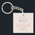 Girly pink script bachelorette party favour gift key ring<br><div class="desc">Girly pink script bachelorette party favour gift</div>