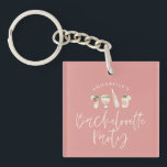 Girly pink script bachelorette party favour gift key ring<br><div class="desc">Girly pink script bachelorette party favour gift</div>