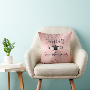 Girly Pink Sheen Graduation Glittery Cushion