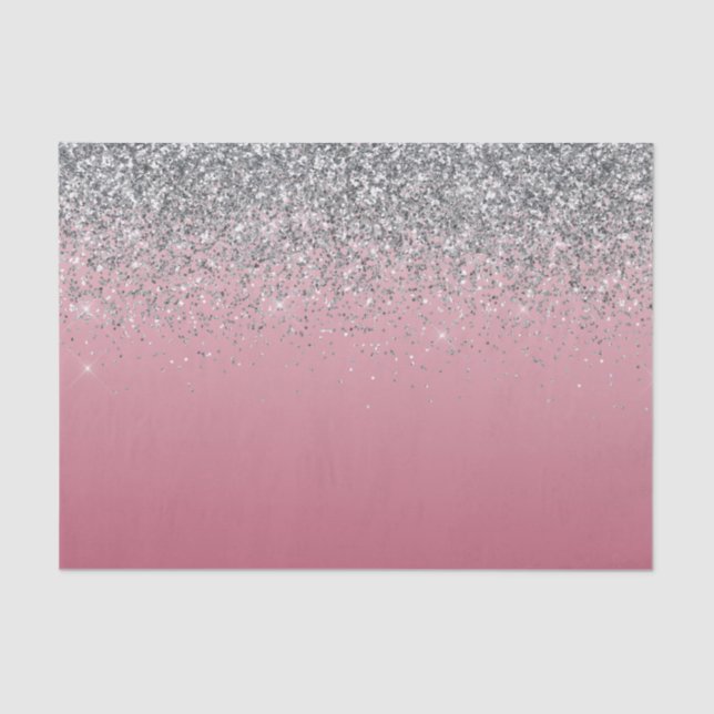 Girly Pink Silver Sparkle Glitter       Tissue Paper (Front)