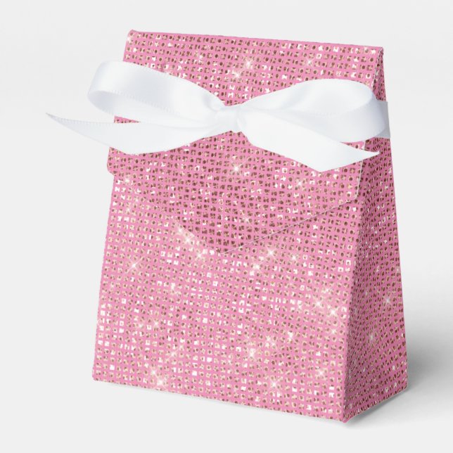 Girly Pink Sparkle Glam Favour Box (Front Side)