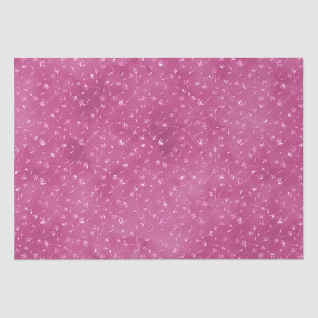 Girly Pink Sparkle Glitter Flowers Tissue Paper (Front)
