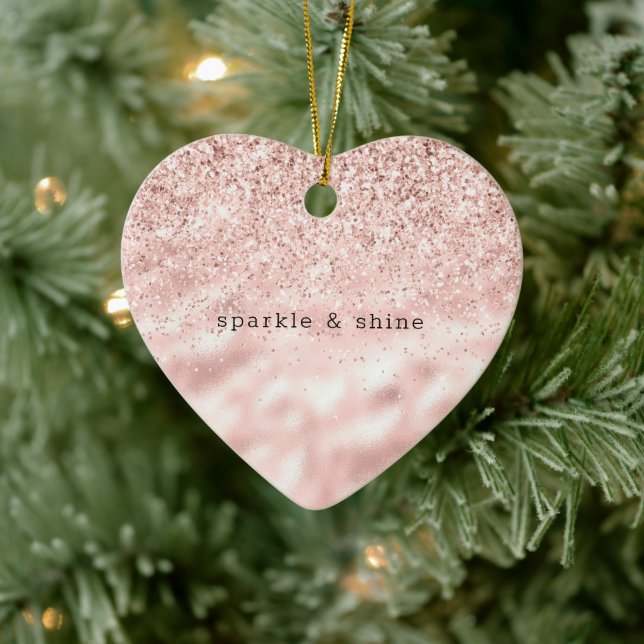 Girly Pink Sparkle Glitter personalised Ceramic Tree Decoration (Tree)