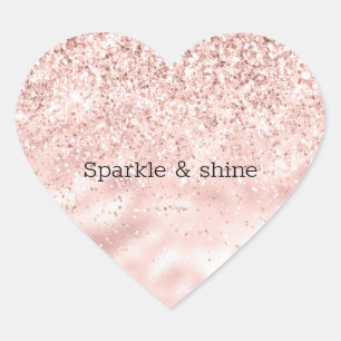 Girly Pink Sparkle Glitter personalised Heart Sticker