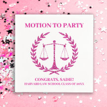 Girly Pink Sparkle Law School Graduation Party