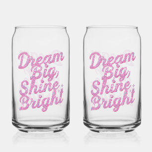 Girly Pink Sparkle Motivational Quote Can Glass