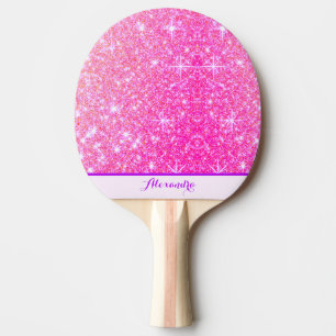 Girly Pink Sparkle Personalised Ping Pong Paddle