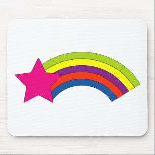 Girly Pink Star Rainbow Mouse Mat