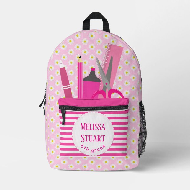Girly Pink Stationeries for Her Print Cut Sew Bag (Front)