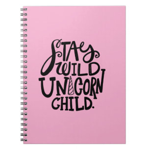 Girly Pink Stay Wild Unicorn Notebook