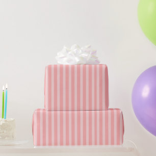 Girly Pink Stripes Birthday Wrapping Paper
